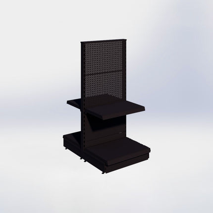 Middenstelling perforatie - H140 x B66,5 x D47 cm - 2 niveaus - Zwart