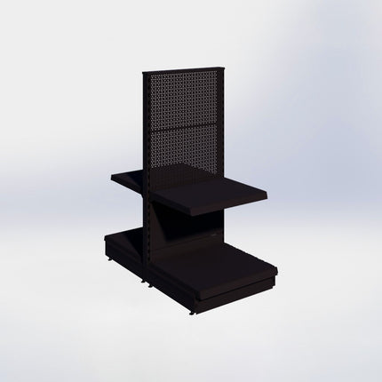 Middenstelling perforatie - H140 x B66,5 x D57 cm - 2 niveaus - Zwart