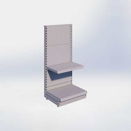 Kopstelling perforatie - H140 x B66,5 x D47 cm - 2 niveaus - Grijs