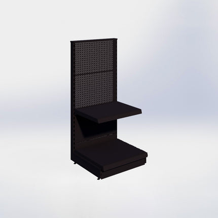 Kopstelling perforatie - H140 x B66,5 x D57 cm - 2 niveaus - Zwart