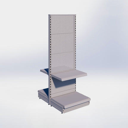 Middenstelling perforatie - H180 x B66,5 x D47 cm - 2 niveaus - Grijs