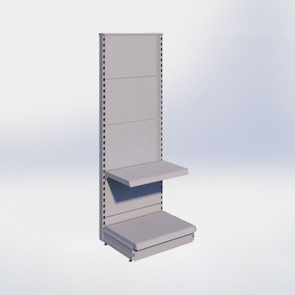 Kopstelling perforatie - H180 x B66,5 x D47 cm - 2 niveaus - Grijs