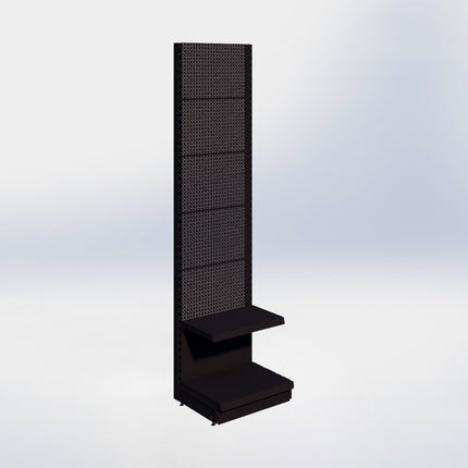 Wandstelling perforatie - H250 x B66,5 x D47 cm - 2 niveaus - Zwart