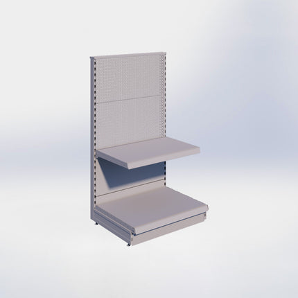 Kopstelling perforatie - H140 x B80 x D57 cm - 2 niveaus - Grijs