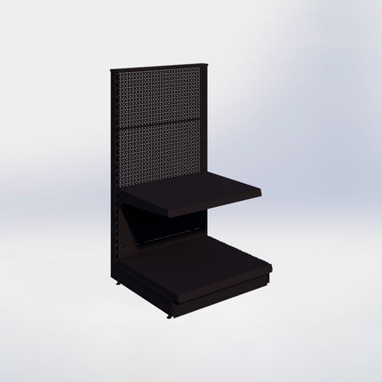 Kopstelling perforatie - H140 x B80 x D67 cm - 2 niveaus - Zwart