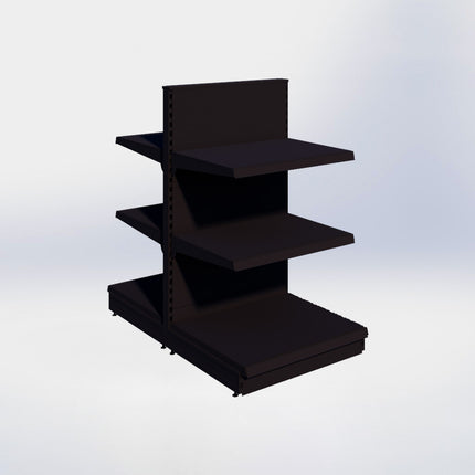 Middenstelling - H140 x B80 x D67 cm - 3 niveaus - Zwart