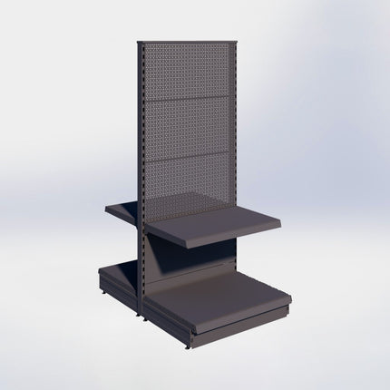 Middenstelling perforatie - H180 x B80 x D57 cm - 2 niveaus - Antraciet