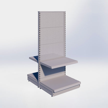 Middenstelling perforatie - H180 x B80 x D57 cm - 2 niveaus - Grijs