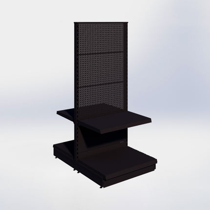 Middenstelling perforatie - H180 x B80 x D57 cm - 2 niveaus - Zwart