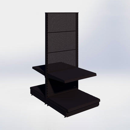 Middenstelling perforatie - H180 x B80 x D67 cm - 2 niveaus - Zwart