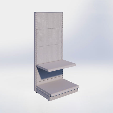 Kopstelling perforatie - H180 x B80 x D57 cm - 2 niveaus - Grijs