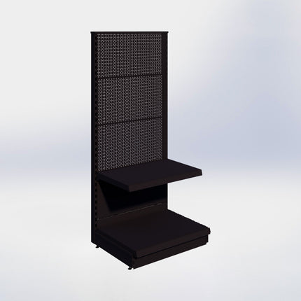 Kopstelling perforatie - H180 x B80 x D57 cm - 2 niveaus - Zwart