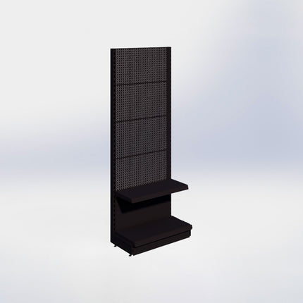 Wandstelling perforatie - H215 x B80 x D37 cm - 2 niveaus - Zwart