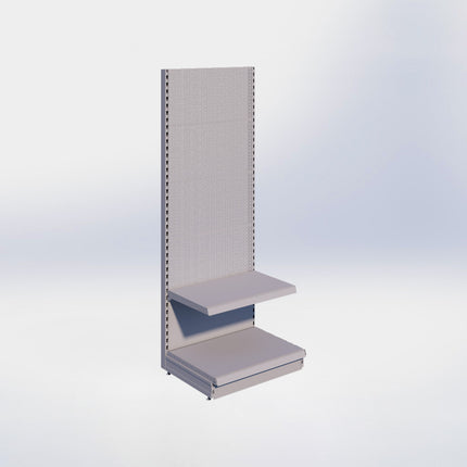 Wandstelling perforatie - H215 x B80 x D57 cm - 2 niveaus - Grijs