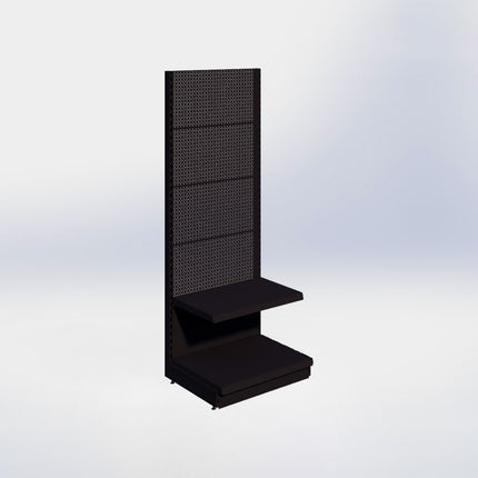 Wandstelling perforatie - H215 x B80 x D57 cm - 2 niveaus - Zwart