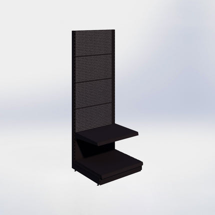 Wandstelling perforatie - H215 x B80 x D67 cm - 2 niveaus - Zwart