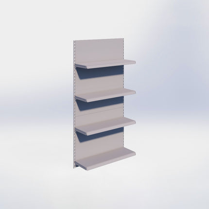Wandrailstelling - H200 x B100 x D30 cm - 4 niveaus - Grijs