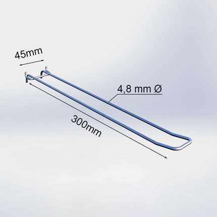 20026300-48 - Blisterhaak dubbel (50 stuks) - 300 mm - 4,8 mm ø - 45 mm h.o.h.