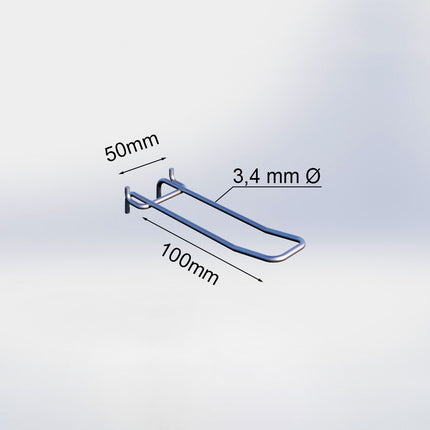20027100 - Blisterhaak dubbel (50 stuks) - 100 mm - 3,4 mm ø - 50 mm h.o.h.