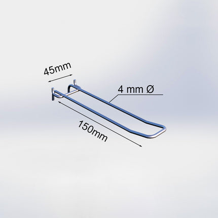 BOARD HOOKS DOUBLE 15CM 4MM C.C. 45 20026160