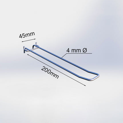 BOARD HOOKS DOUBLE 20CM 4MM CENTER CENTER 45 20026200