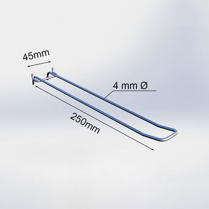 20026250 - Blisterhaak dubbel (50 stuks) - 250 mm - 4,0 mm ø - 45 mm h.o.h.