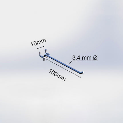 20024100 - Blisterhaak enkel (50 stuks) - 100 mm - 3,4 mm ø - 15 mm h.o.h.