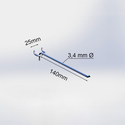20034140 - Blisterhaak enkel (50 stuks) - 140 mm - 3,4 mm ø - 25 mm h.o.h.