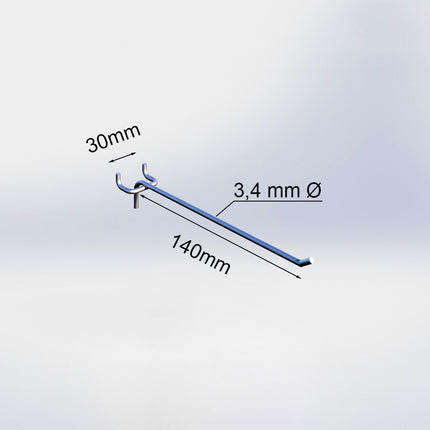 20036140 - Blisterhaak enkel (50 stuks) - 140 mm - 3,4 mm ø - 30 mm h.o.h.