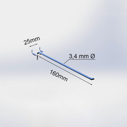 20034160 - Blisterhaak enkel (50 stuks) - 160 mm - 3,4 mm ø - 25 mm h.o.h.