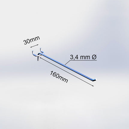 20036160 - Blisterhaak enkel (50 stuks) - 160 mm - 3,4 mm ø - 30 mm h.o.h.