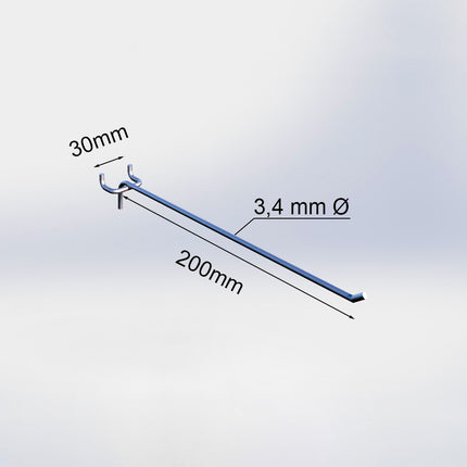 20046200 - Blisterhaak enkel (50 stuks) - 200 mm - 3,4 mm ø - 30 mm h.o.h.