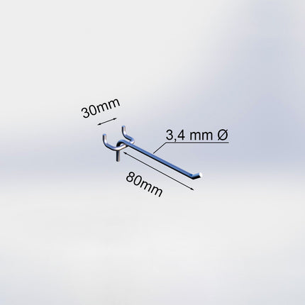 20036080 - Blisterhaak enkel (50 stuks) - 80 mm - 3,4 mm ø - 30 mm h.o.h.
