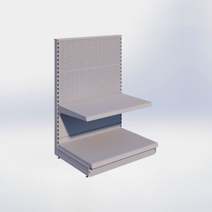 Kopstelling perforatie - H140 x B100 x D67 cm - 2 niveaus - Grijs