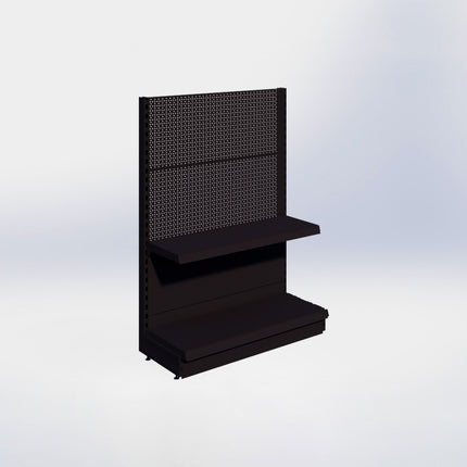 Kopstelling perforatie - H140 x B100 x D37 cm - 2 niveaus - Zwart