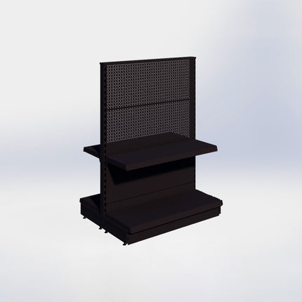 Middenstelling perforatie - H140 x B100 x D37 cm - 2 niveaus - Zwart