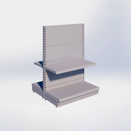 Middenstelling perforatie - H140 x B100 x D47 cm - 2 niveaus - Grijs