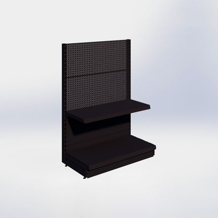 Kopstelling perforatie - H140 x B100 x D47 cm - 2 niveaus - Zwart