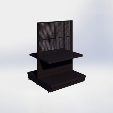 Middenstelling perforatie - H140 x B100 x D47 cm - 2 niveaus - Zwart