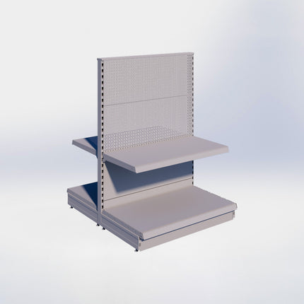 Middenstelling perforatie - H140 x B100 x D57 cm - 2 niveaus - Grijs