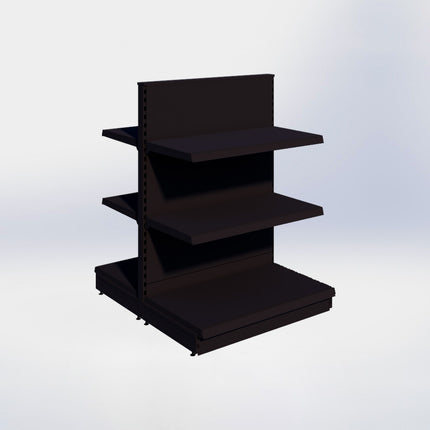 Middenstelling - H140 x B100 x D57 cm - 3 niveaus - Zwart