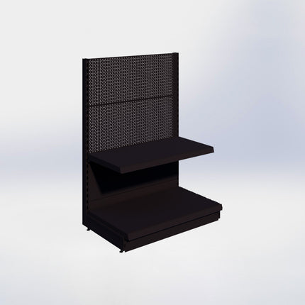 Kopstelling perforatie - H140 x B100 x D57 cm - 2 niveaus - Zwart