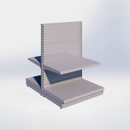 Middenstelling perforatie - H140 x B100 x D67 cm - 2 niveaus - Grijs