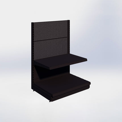 Kopstelling perforatie - H140 x B100 x D67 cm - 2 niveaus - Zwart