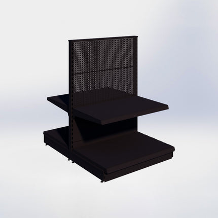 Middenstelling perforatie - H140 x B100 x D67 cm - 2 niveaus - Zwart