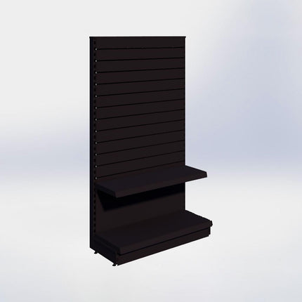 Kopstelling slatwall - H180 x B100 x D37 cm - 2 niveaus - Zwart