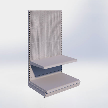 Kopstelling perforatie - H180 x B100 x D67 cm - 2 niveaus - Grijs