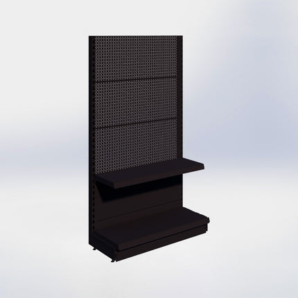 Kopstelling perforatie - H180 x B100 x D37 cm - 2 niveaus - Zwart