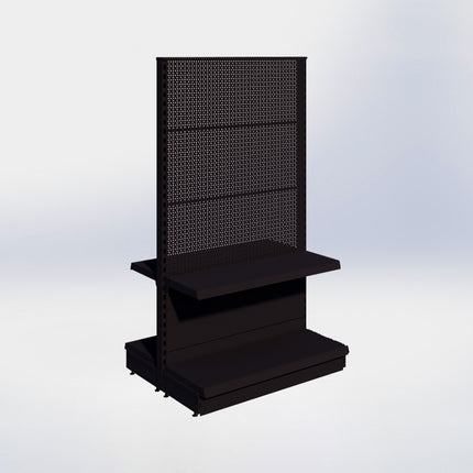 Middenstelling perforatie - H180 x B100 x D37 cm - 2 niveaus - Zwart