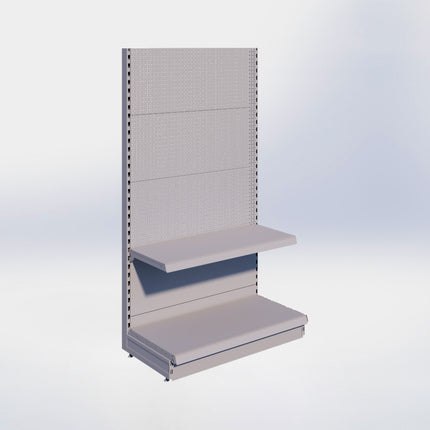 Kopstelling perforatie - H180 x B100 x D47 cm - 2 niveaus - Grijs